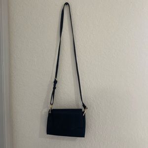 Black faux leather satchel bag